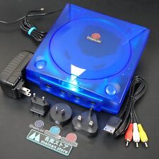 Consola SEGA Dreamcast VA1 carcasa azul translúcida, fuente de alimentación MOD NTSC-J